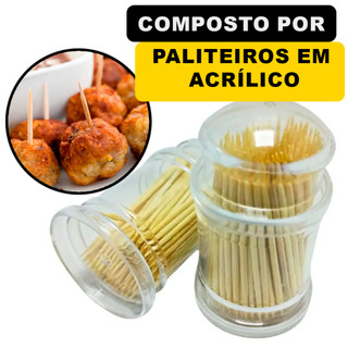 Paliteiro Porta de Acrílico Com Variação 1 2 Ou 4 Unidades Com Tampa Acompanha Palitos De