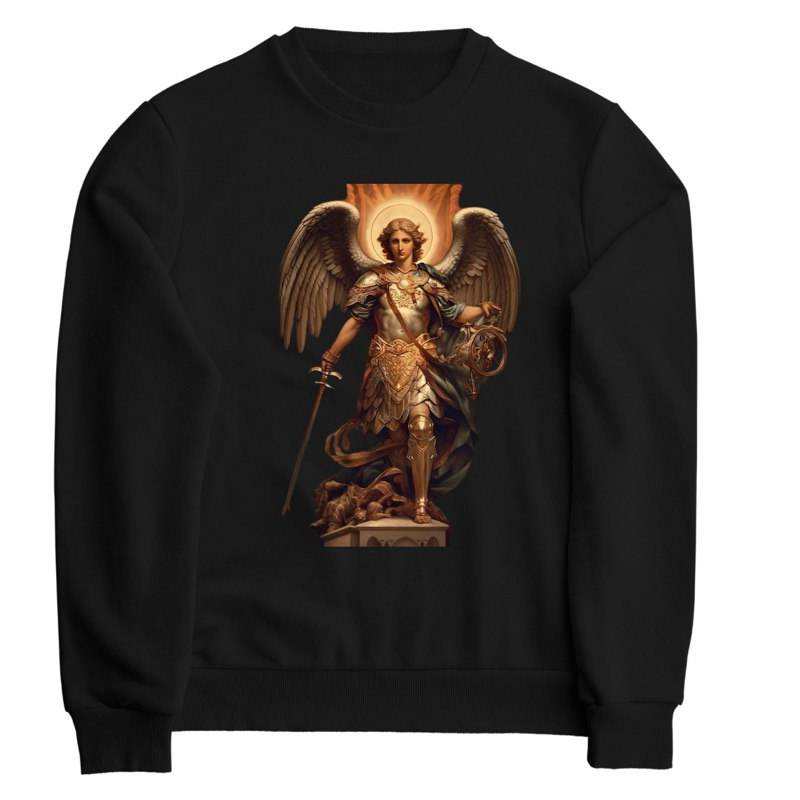 Moletom Preto Careca Unissex Blusa de Frio Adulto Católico São Josemaria Escrivá São Padre Pio São Miguel Arcanjo