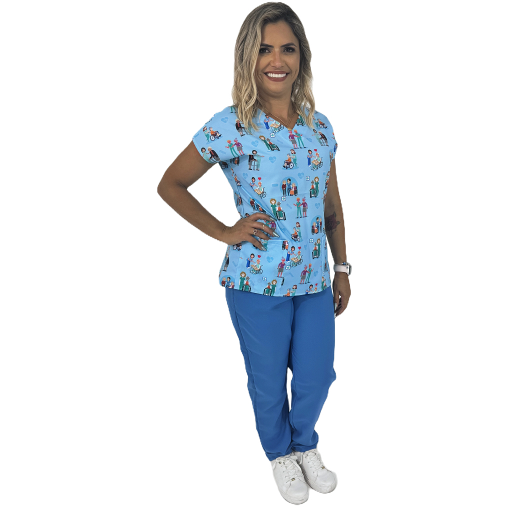 Conjunto estampado Cuidador de Idosos Srub Pijama cirurgico hospitalar