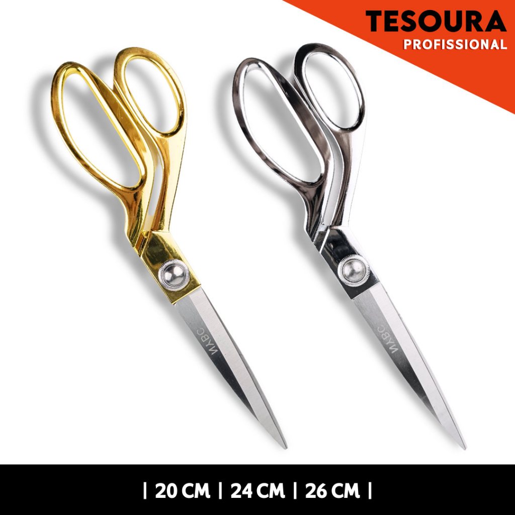 Tesoura Forjada Dourada Profissional Para Costura Alfaiate - NL