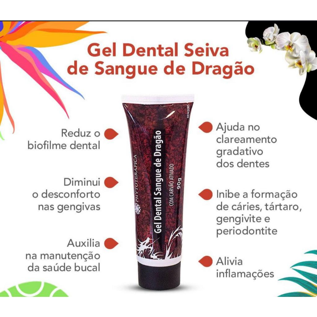 Creme Dental Pasta de dente Sangue de Dragão carvão ativado sem flúor 90g - Phytoterápica