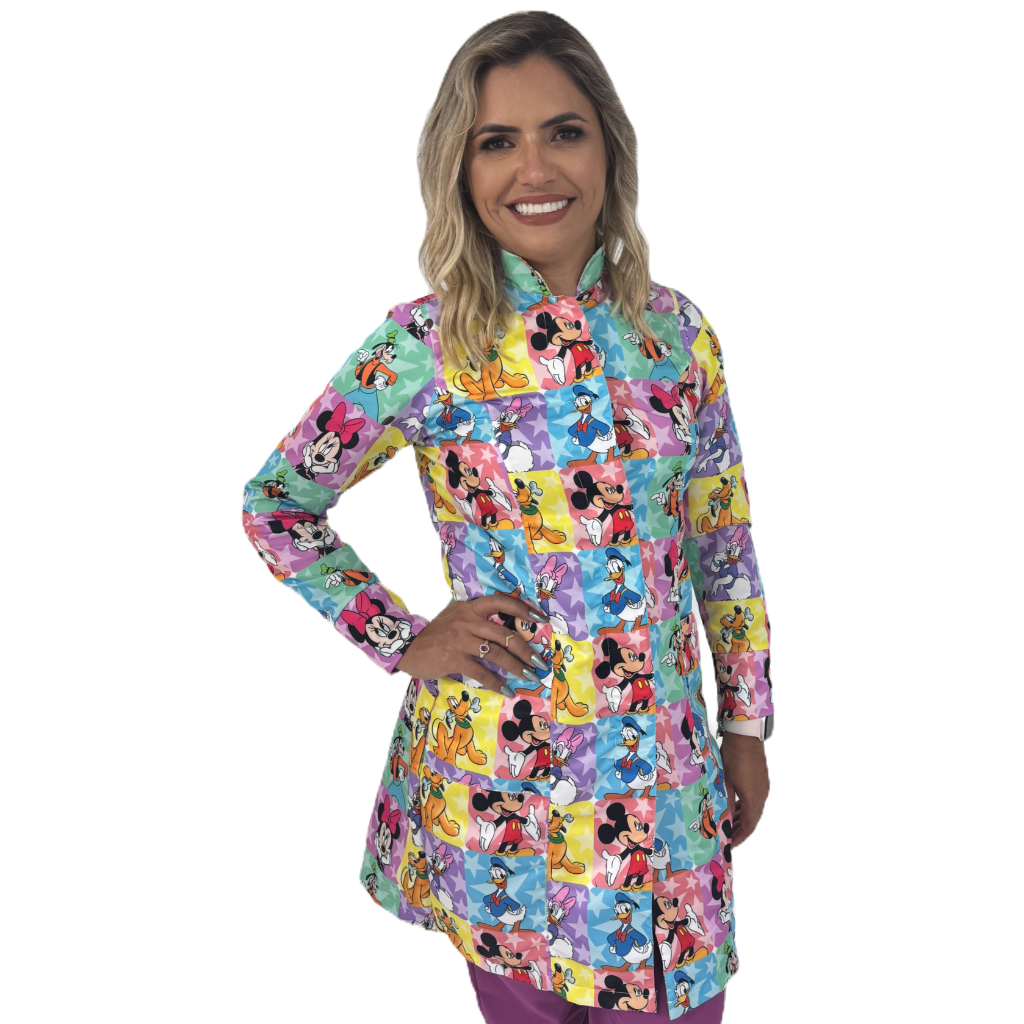 Jaleco Gabardine Pediatria Enfermagem - Turma do Mickey