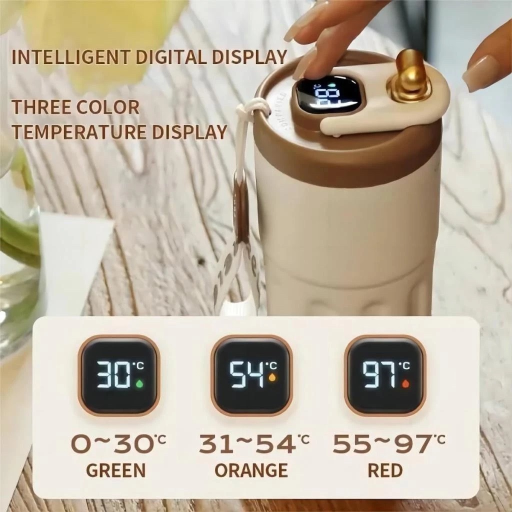 Copo Térmico Com Sensor de Temperatura Inteligente de 460ML  Xícara de Café Aço inox 316