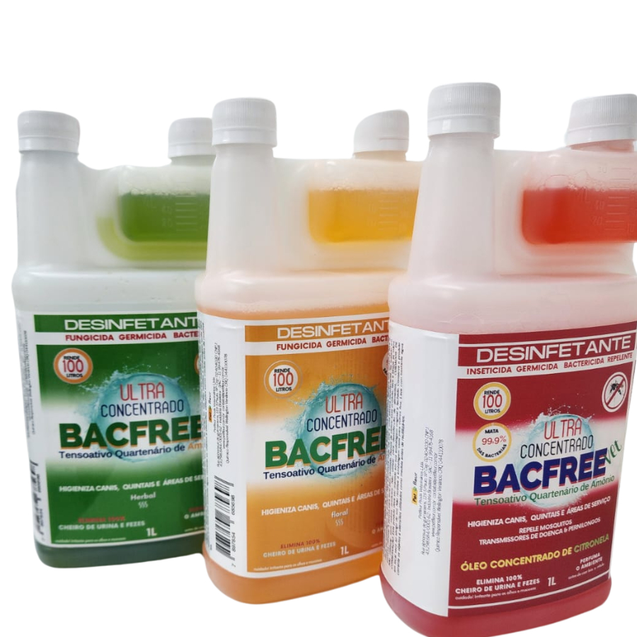 Kit C/ 3 Desinfetante Ultra Concentrado Elimina Odores desagradáveis Bactérias Germes e Fungos - cada 1L Rende até 100L