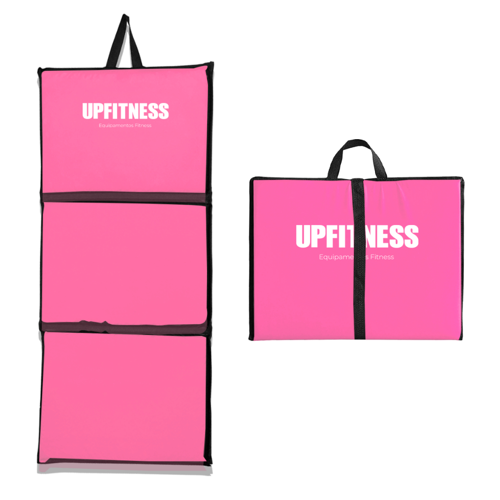 Colchonete Dobrável Colchão Exercicios Academia Treino De Roda Abdominal Flexão Feminino Maleta ROSA