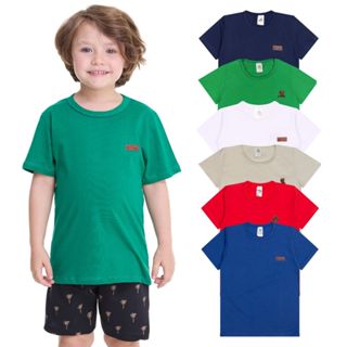 Kit 5 Camisetas Manga Curta Infantil Menino Básica Lisa Tamanho 2 ao 16