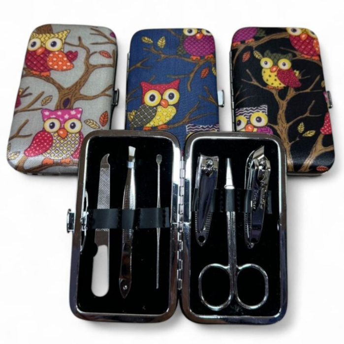 Conjunto De Manicure Pedicure Com Lixa Pinça Cortador De Unha Tesoura Em Estojo