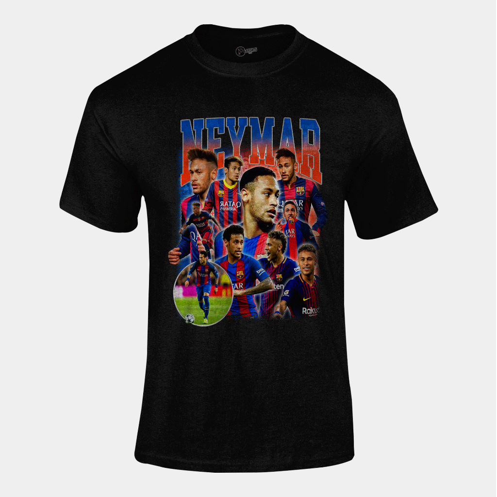 Camiseta Algodão Unissex - Neymar Barcelona - Graphic Tee Tshirt Casual Versátil Alta Qualidade
