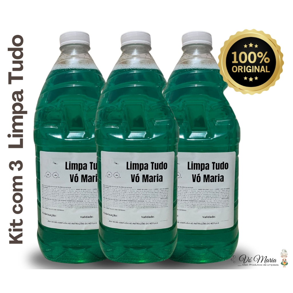 Kit com 3 LIMPA TUDO Vó Maria - CONCENTRADO - 6L - Faz o que o Maridão não faz!
