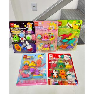 1 cartela Borrachas Conjunto Apagador De Natal Meninas Astronauta Circo Meninos Dinossauro Vários Modelos Papelaria em Oferta na Shopee