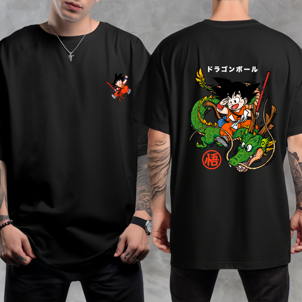 Camisa Camiseta Masculina Algodão Estampada Dragon Ball Goku e Shenlong em Oferta na Shopee