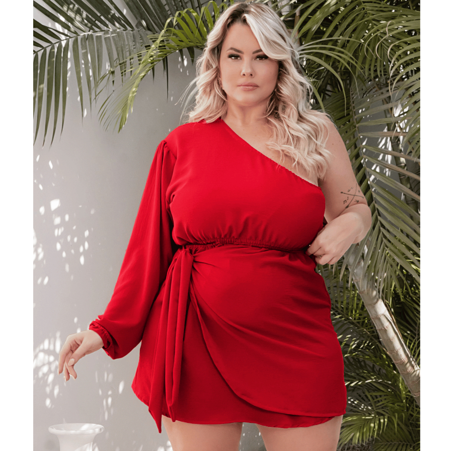 Vestido Curto Mula Manca Transpassado Amarração Plus Size Com Elástico Ajustável Confortável Festa