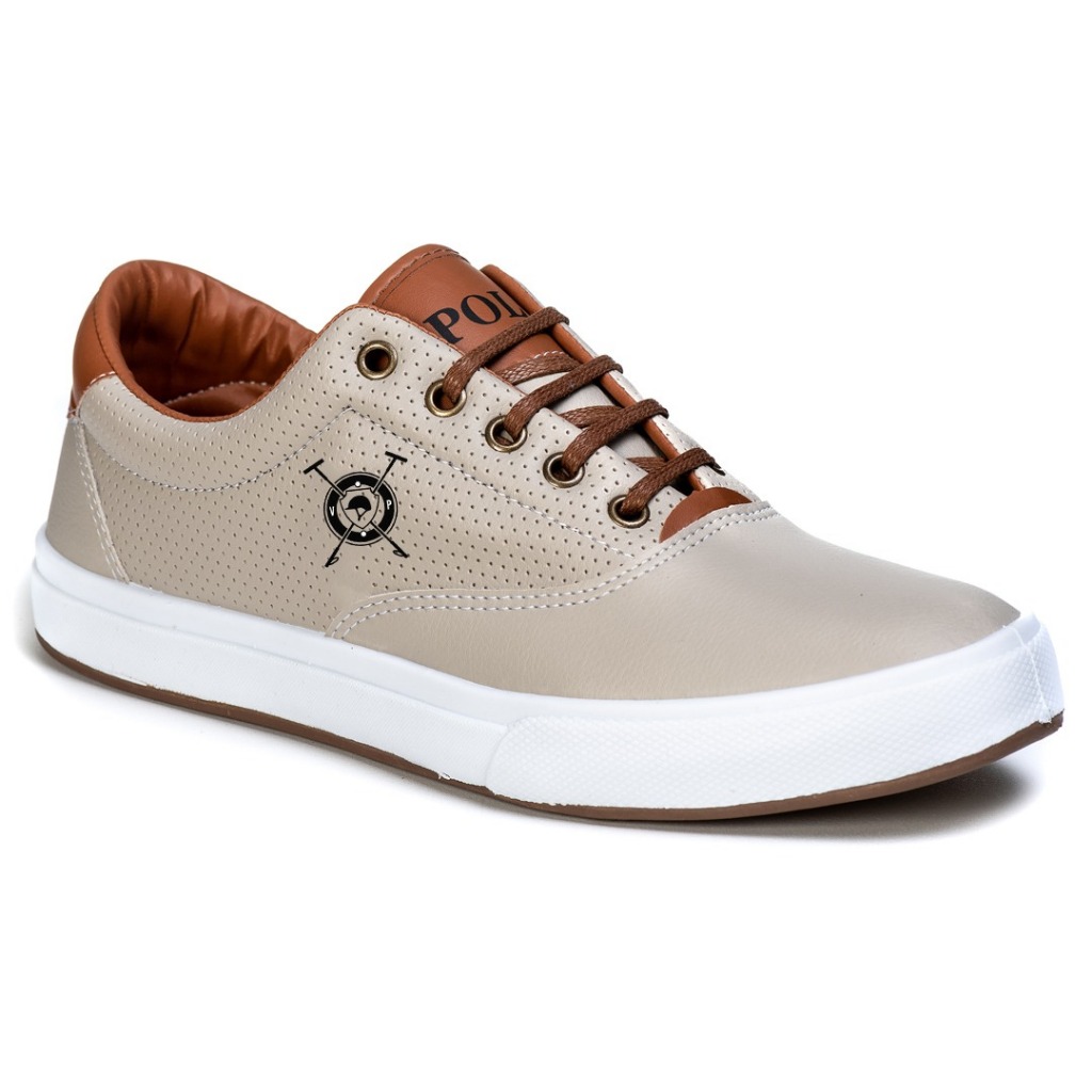 Tenis Polo Open Masculino na Moda Original Casual Macio Leve Couro Sintético Barato Sapato Social