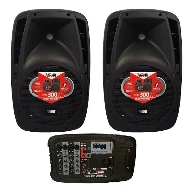 Caixa De Som Novik Evo 410 Handy Kit 2 Caixas E Mesa De Som