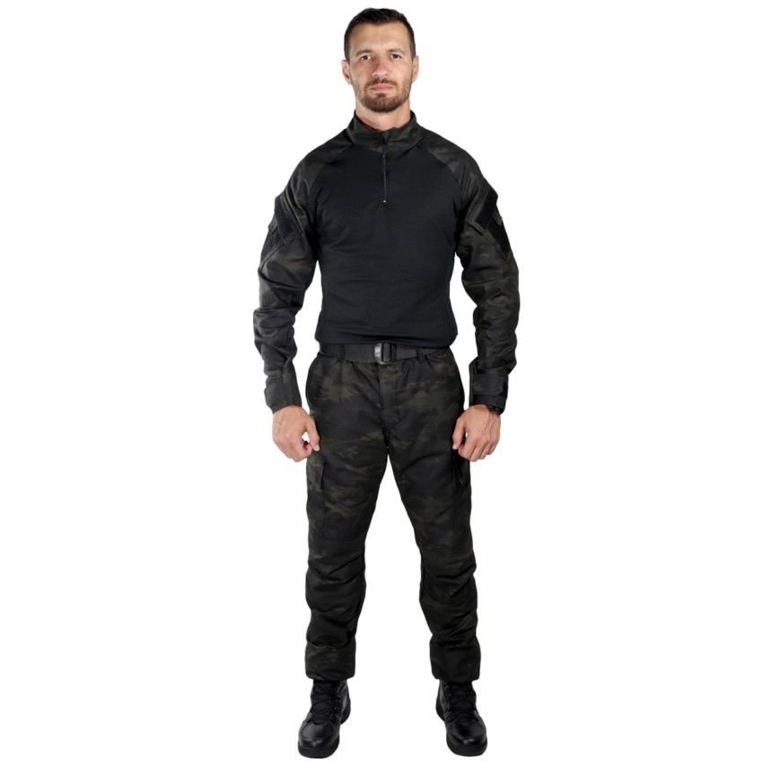 Farda Conjunto Fardamento Tático (Calça Combat + Combat Shirt) - Multicam Black