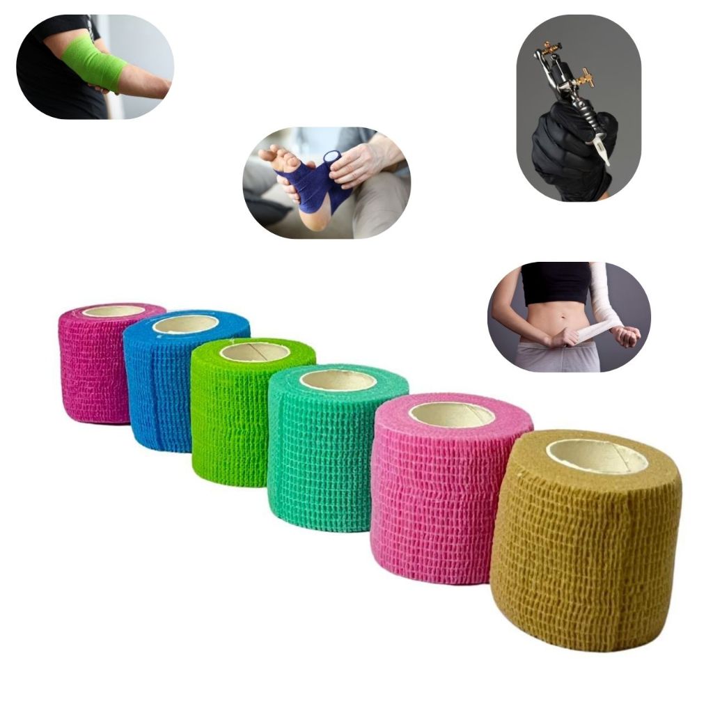 Kit 2 / 5 / 10 Bandagem Elástica Adesiva Autoaderente Flexível Para Esportes Boxe Muay Thai Crossfit