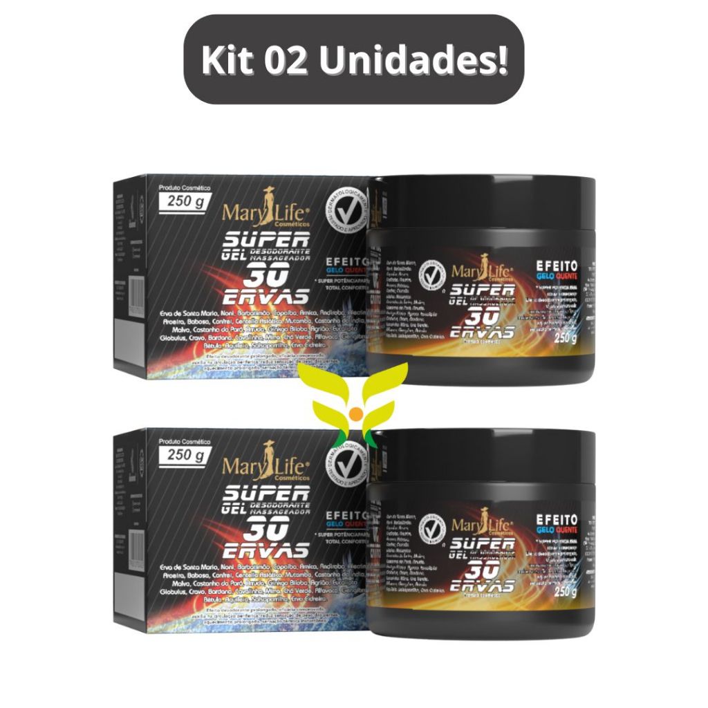 Kit 2 Unidades SUPER GEL 30 Ervas 250g Mary Life
