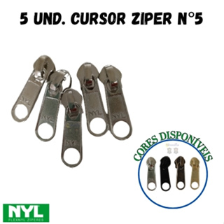 5 Cursor, deslizador, puxador para ziper n°7 poliester Nyl, artesanatos, bolsas, almofadas, aviamento em Oferta na Shopee
