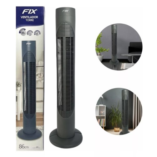 Ventilador De Coluna Cinza Torre 3 Velocidades Circulador De Ar Silencioso Giratorio