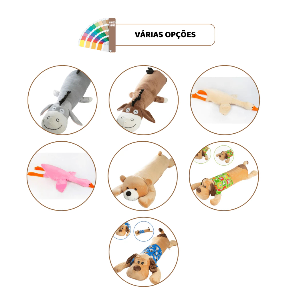 Xuxão Travesseiro Corpo Anatomico Animais Pelúcia Dormir Confortável Vários Modelos