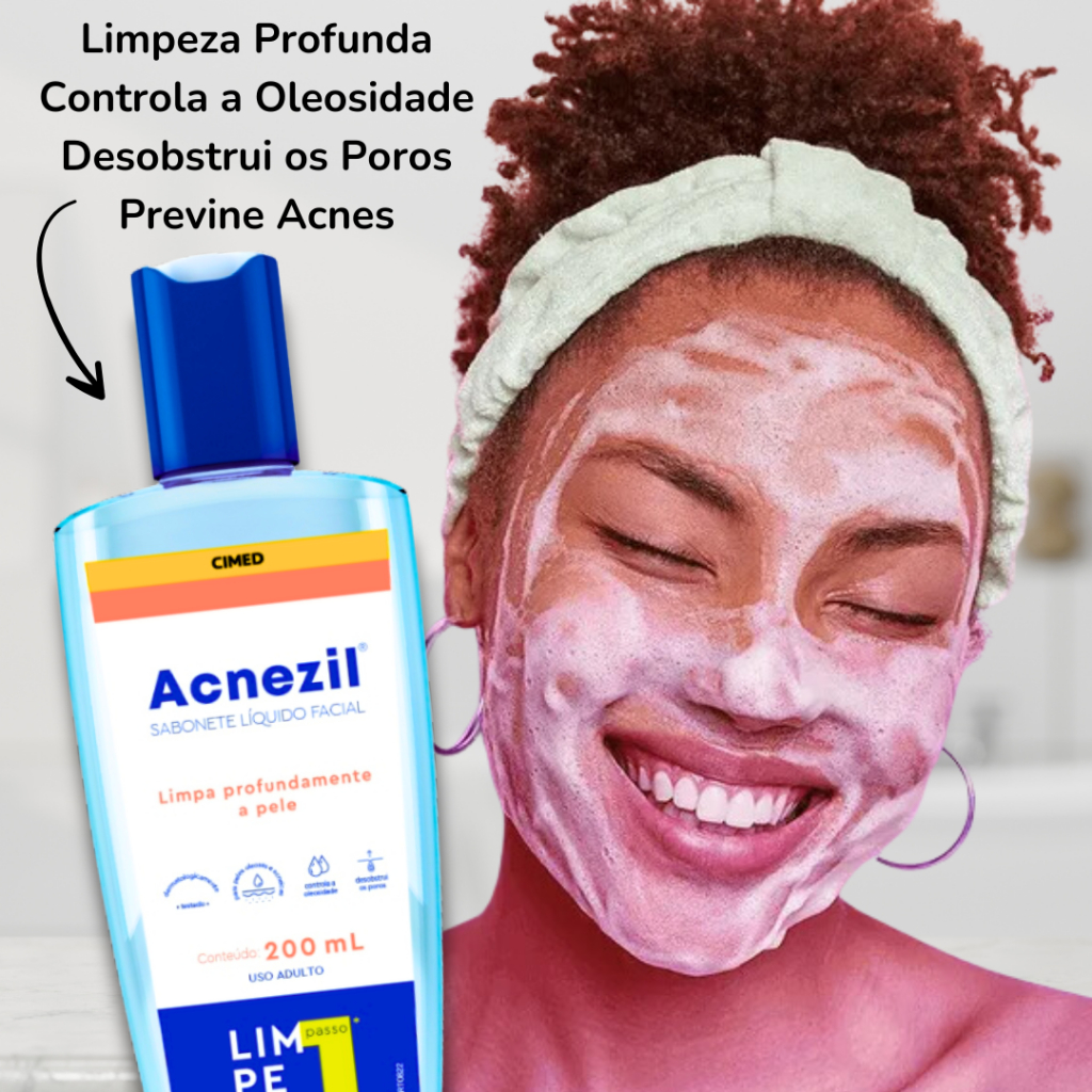 Sabonete Líquido Facial Acnezil Limpeza Profunda, Acne e Oleosidade 200ml