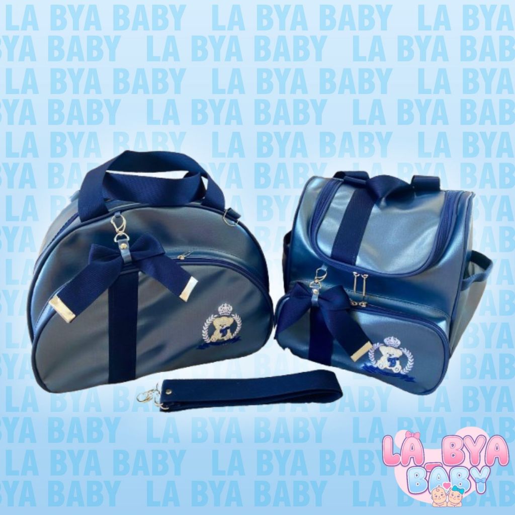 Kit Maternidade Urso Rei Luxo com Bolsa e Mochila (Marinho)