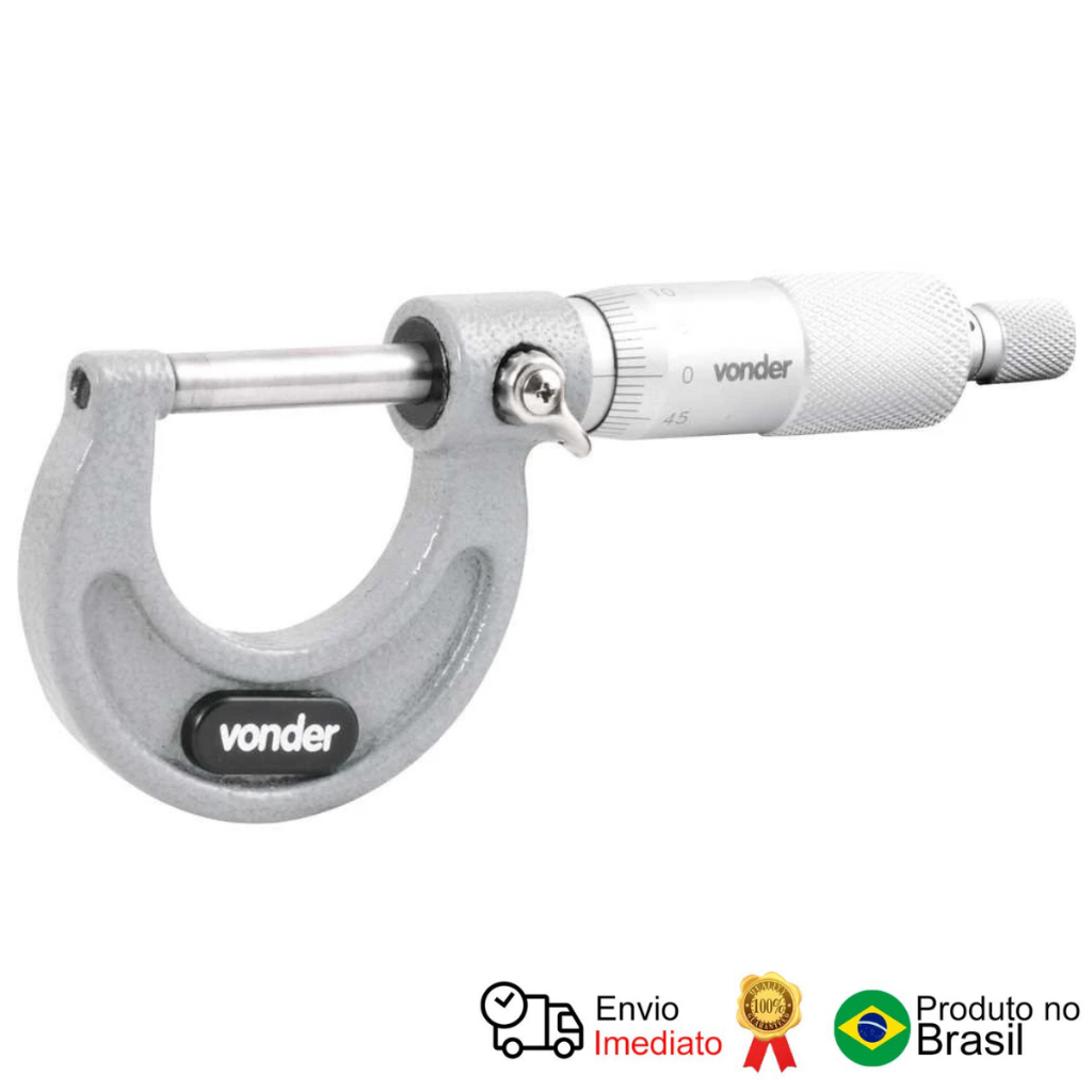 Micrômetro Externo 0mm 25mm Graduação 001 Mm Mc 025 Vonder
