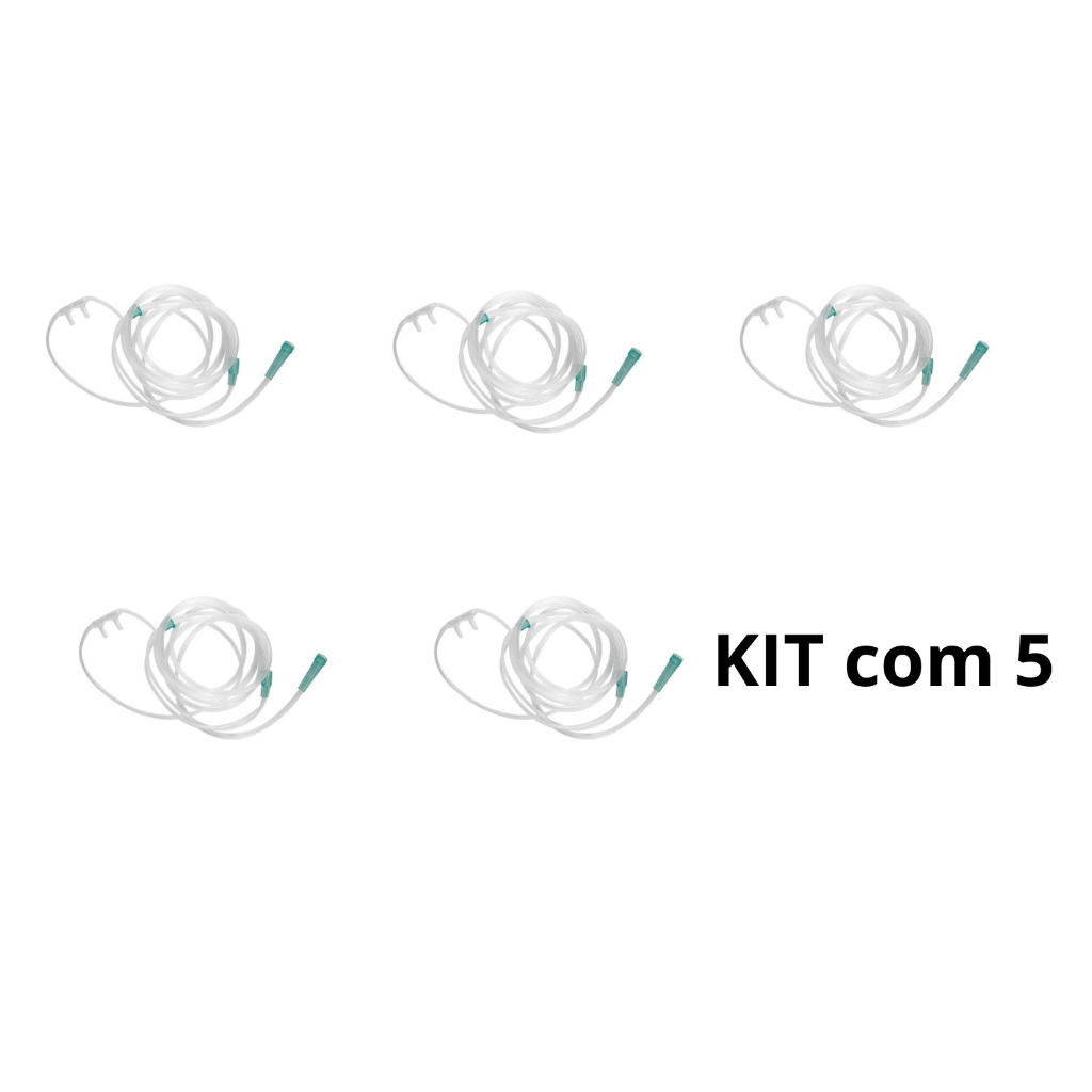 Cateter Nasal de Oxigênio Tipo Óculos(50cm) com Extensor de 1,40m kit com 5 unidades - Medix em Oferta na Shopee