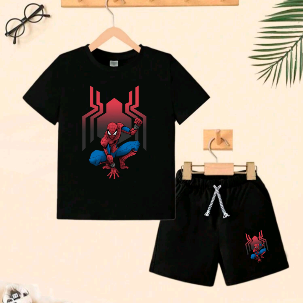 Conjunto infatil de menino do Homem aranha de camiseta e bermuda  de verão
