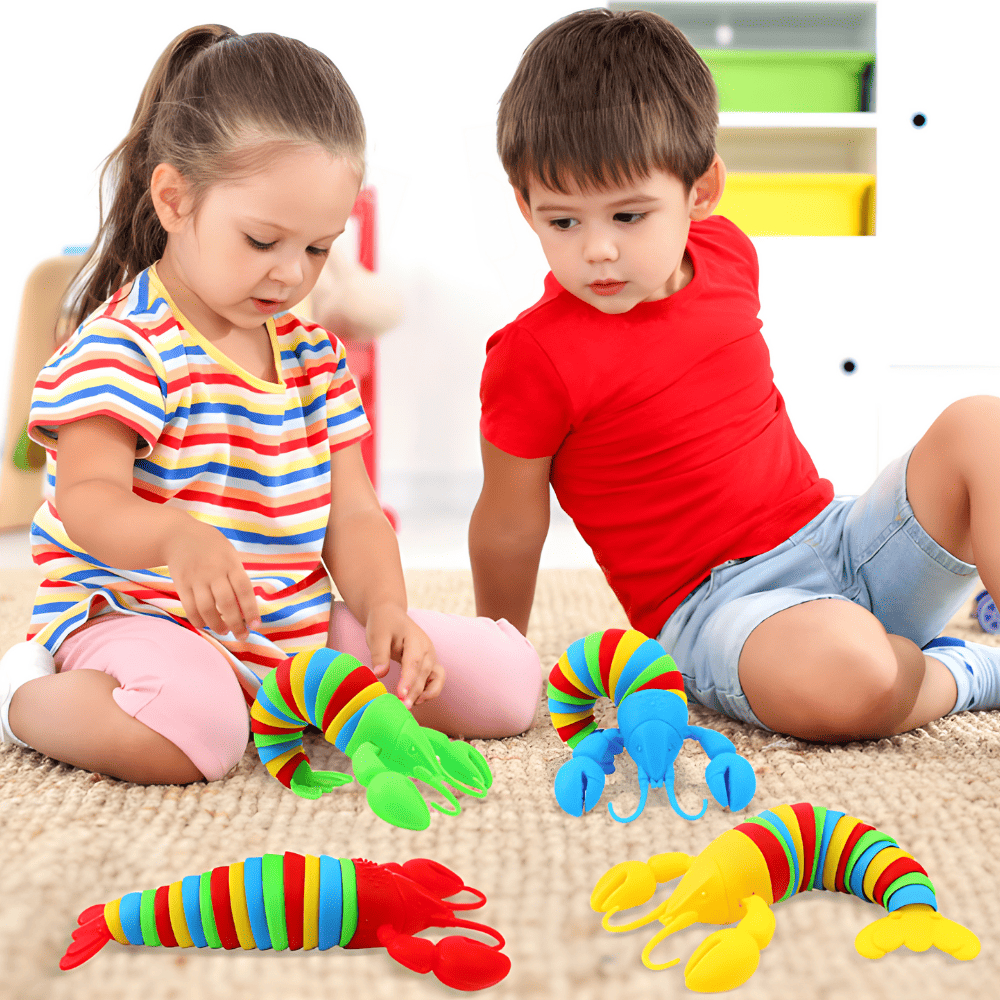 Brinquedo Infantil Sensorial Lagosta Colorida Para Bebê Brinquedos Sensoriais Infantil Criança bebe