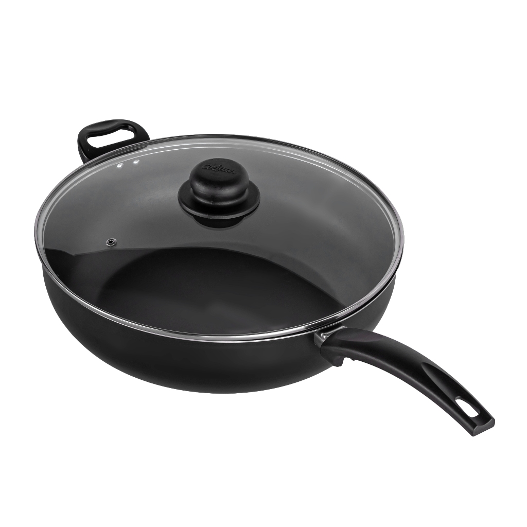 Imagem Frigideira Antiaderente Com Tampa 32 cm Profissional Grande Wok