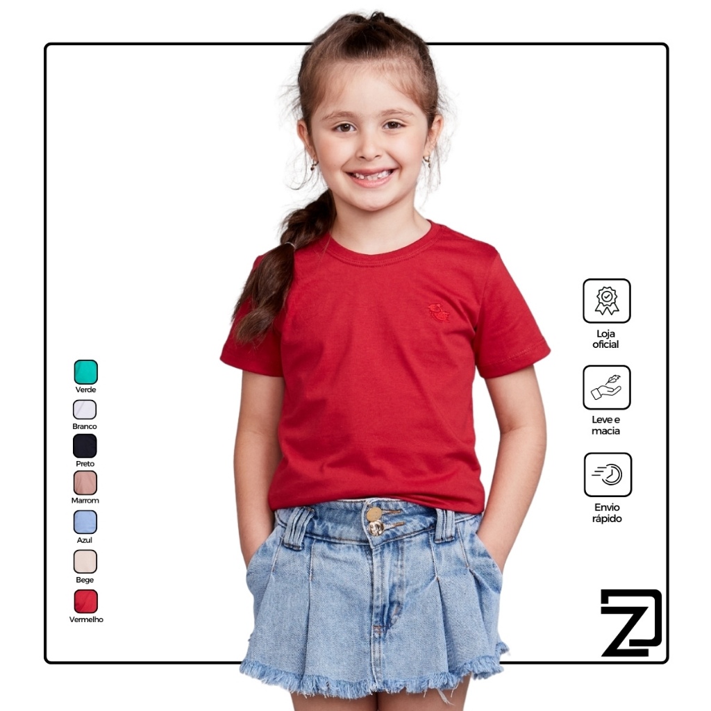 Camiseta Básica Infantil 100% Algodão em Oferta na Shopee