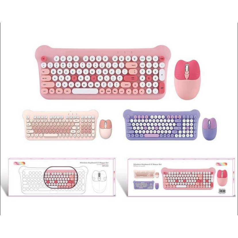 Teclado semi-mecânico para jogos bonito cor portátil usb rosa lilás teclado sem fio e mouse em Oferta na Shopee