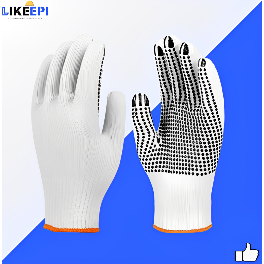 KIT 5 Pares Luva de Segurança Tricotada Pigmentada - Tamanho 9