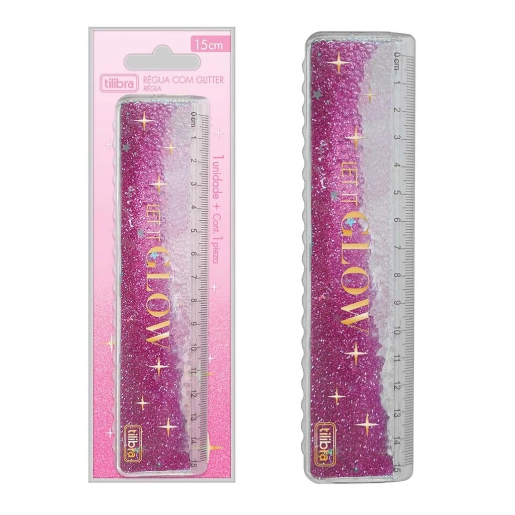 Régua com glitter 15cm Glow - Tilibra em Oferta na Shopee