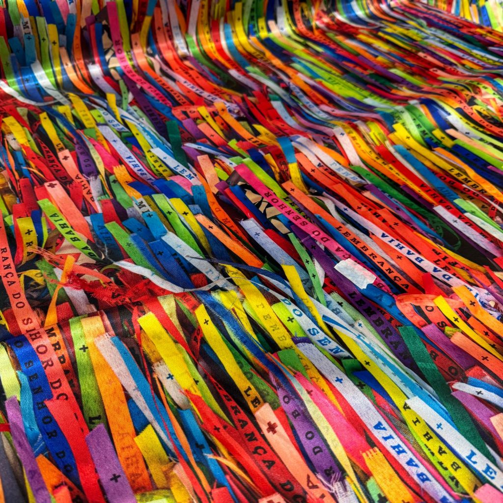 Tecido Cetim Estampado Bonfim 1,40m Fita Senhor do Bonfim