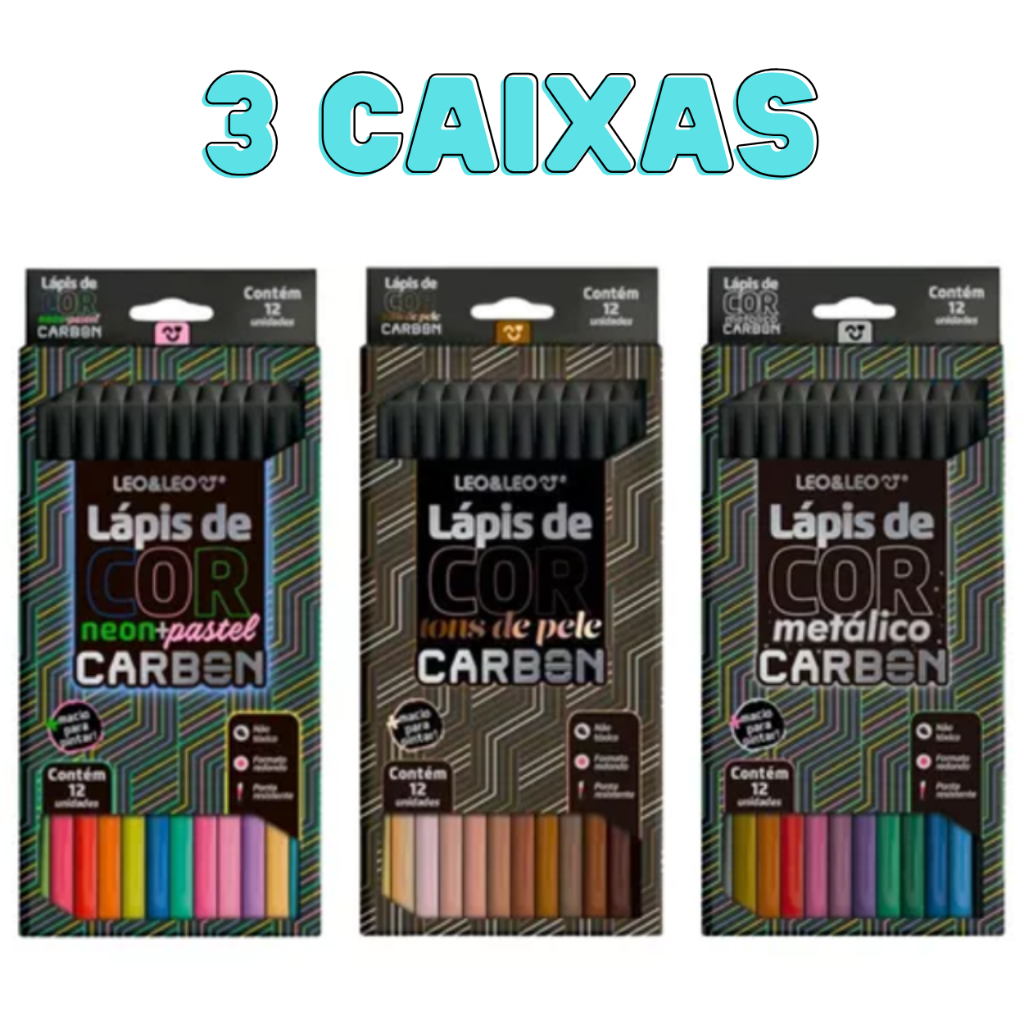 Kit Lápis De Cor Carbon Line Neon Pastel Metálico Etnias