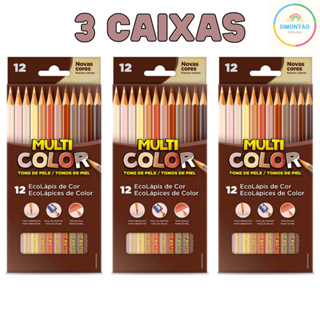 Lápis De Cor 12 Cores Multicolor Tons De Pele Faber Escolar em Oferta na Shopee