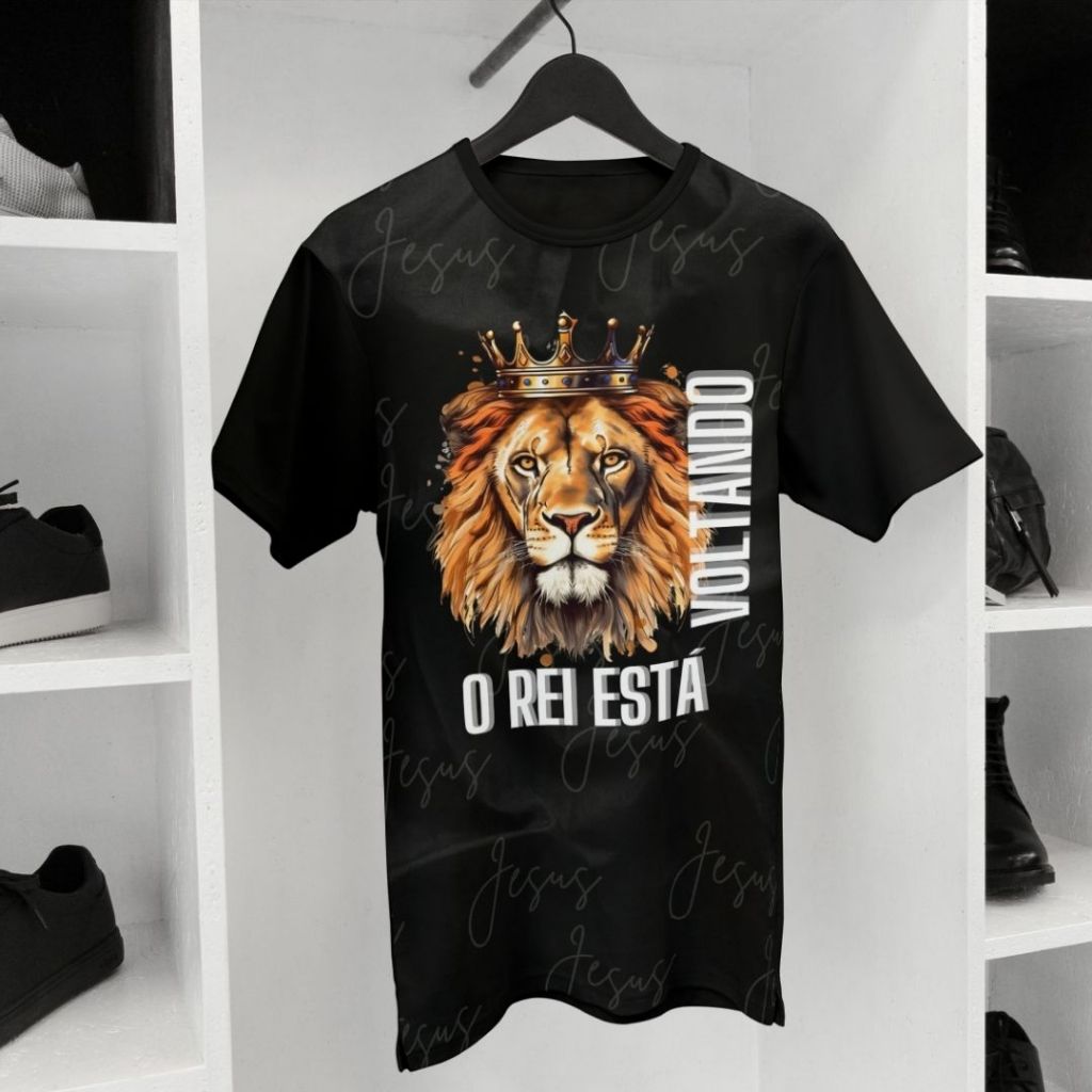 Camiseta Religiosa Estampada Leão de Judá – Malha Confortável Qualidade, Ideal para Todas as Idades