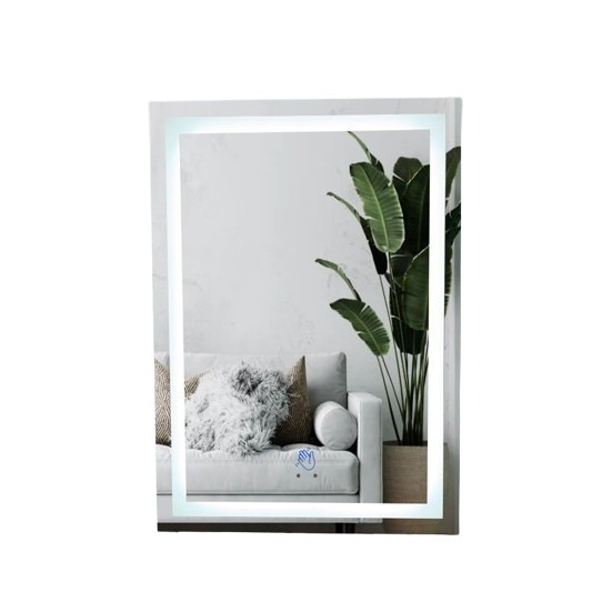 Espelho com SENSOR DE MOVIMENTO Jateado 70x50cm e 3 tons de LED, para Quarto, Banheiro, Camarim