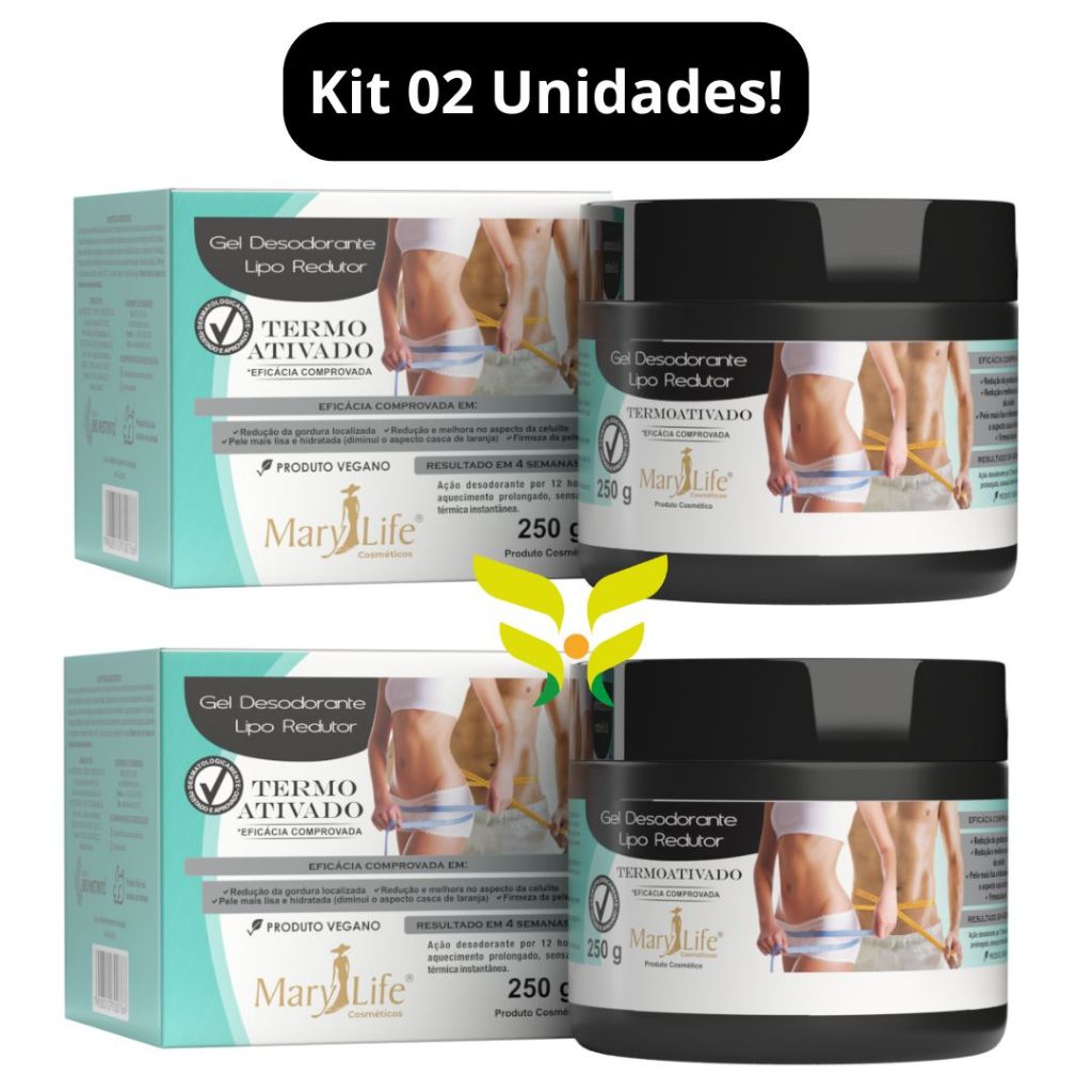 Kit 2 Unidades Gel Lipo Redutor Termo Ativado 250g Mary Life em Oferta na Shopee