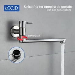 Torneira De Água Em Aço Inoxidável 304 Com Chumbo Único Para/Varanda/Fria-25cm KGOLD