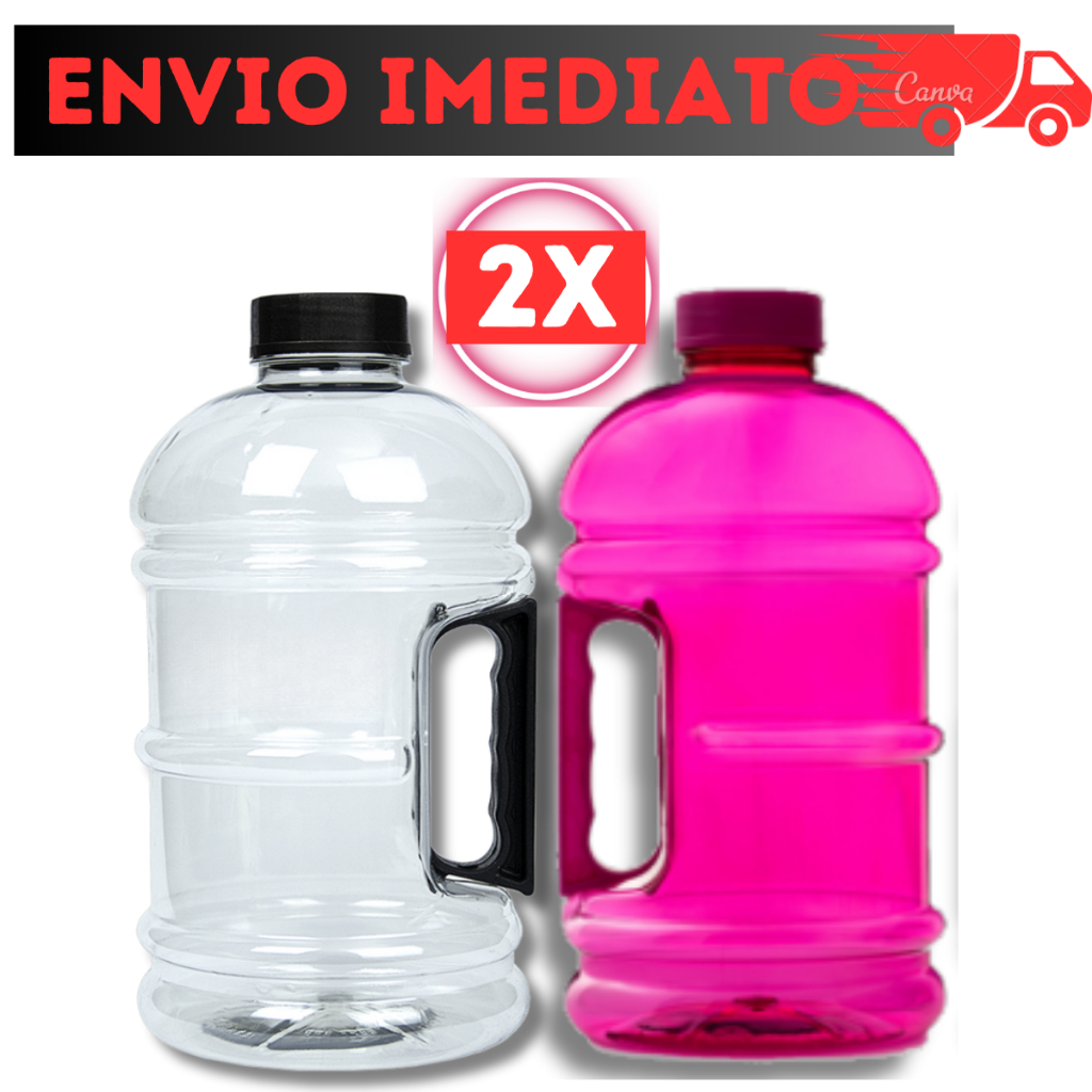 Kit 2x Garrafa De Água Galão 1.8L Squeze Academia De Treino