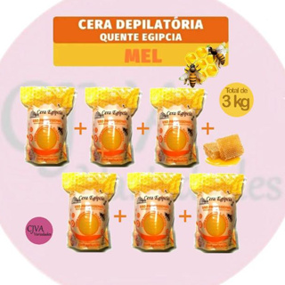 Kit 6 Ceras Egípcia Mel - Quente Depilatória Elástica, menos dolorida. 500g. Total 3Kg em Oferta na Shopee