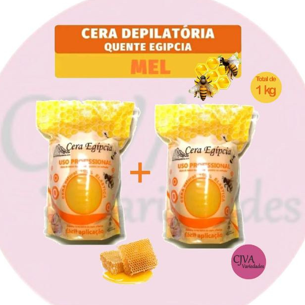Kit 2 Ceras Egípcia Mel - Quente Depilatória Elástica,  menos dolorida 500g. Total de 1 kg.
