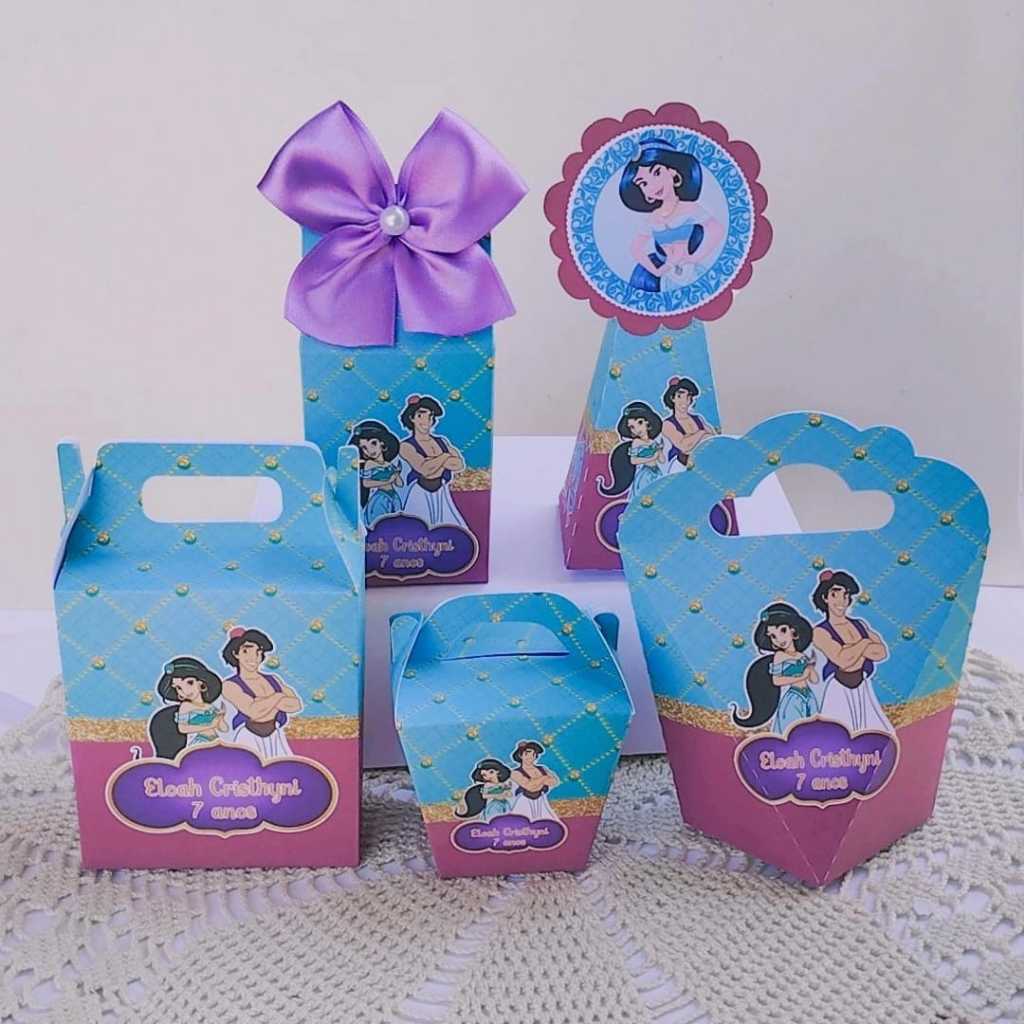 Kit Festa Tema PRINCESA JASMINE Caixinhas Personalizada Lembrancinhas para Festas PEGUE E MONTE