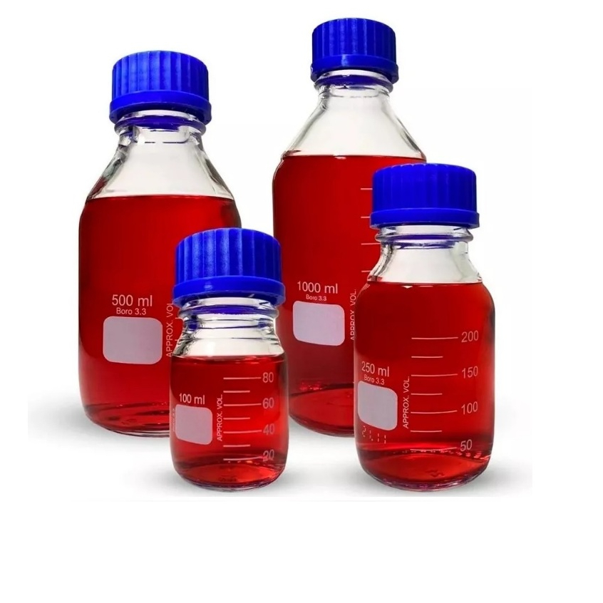 Kit Frasco Reagente Tampa Azul 250ml ,500ml  e 1000ml