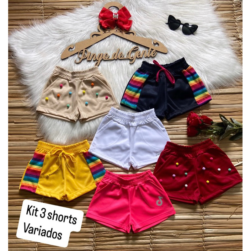 KIT de short infantil feminino SORTIDO PROMOCIONAL