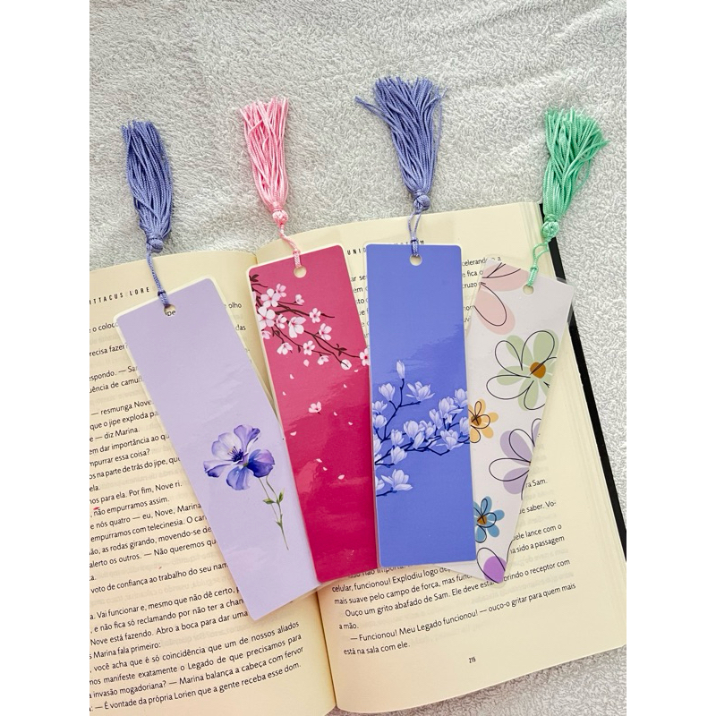 Marcador de páginas Flores (com ou sem Tassel) plastificado 16 cm - Leia a descrição