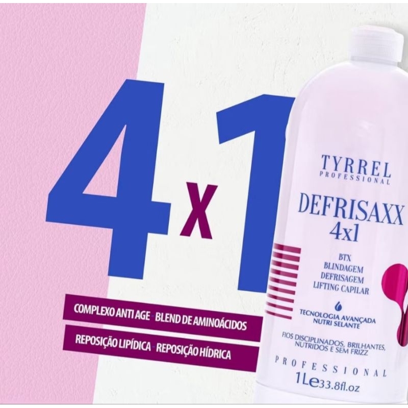 Detalhes do Tyrrel Defrisaxx 4x1 BTX Blindagem Defrisagem Profissional Lifting Capilar Profissional